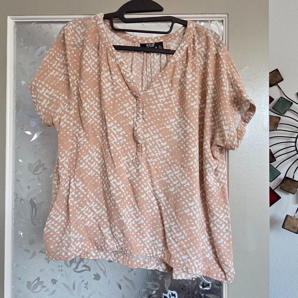 Ana Peachy-Cream & White Blouse - Size XL